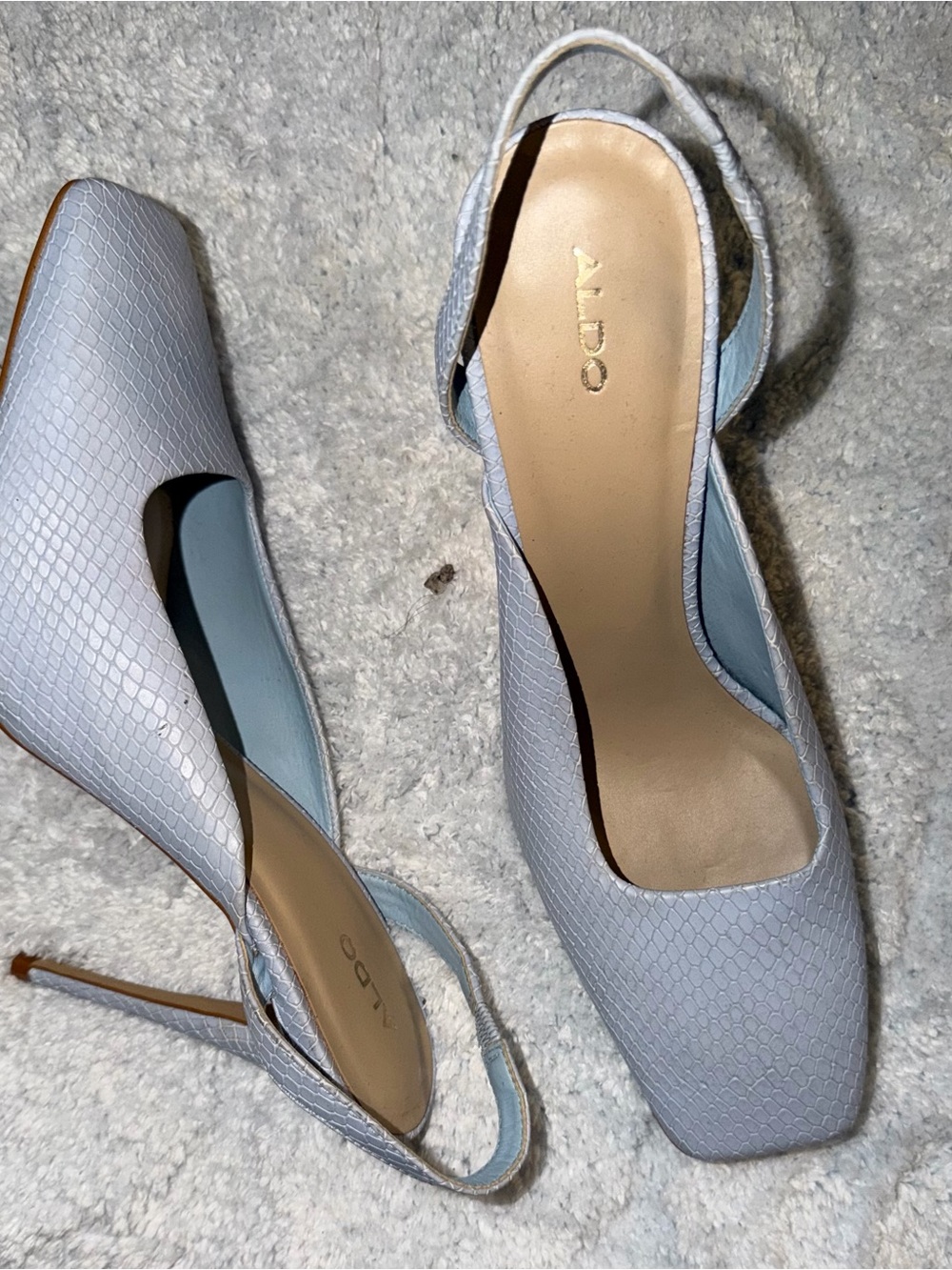 ALDO Light Gray Textured Slingback Heels